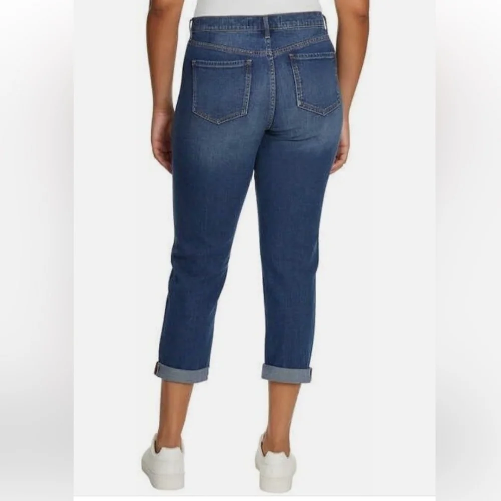 Gloria Vanderbit Women's Blue Cuffed Boyfriend Jeans - Picture 2 of 4